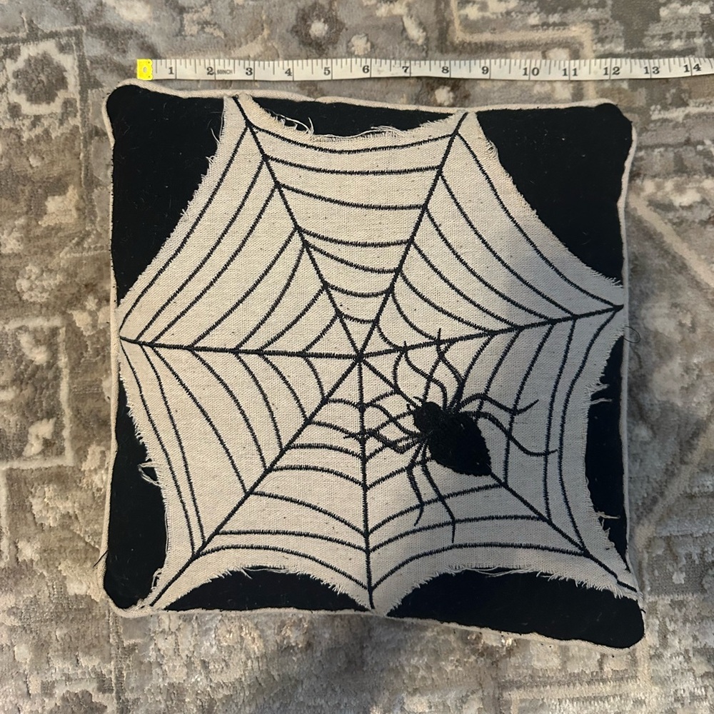 Black and White Spider Web Pillow